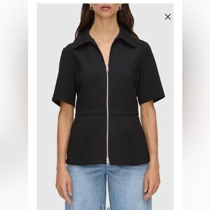 Aligne 0 Cecil Black Ponte Women's Black Zip-Up Top